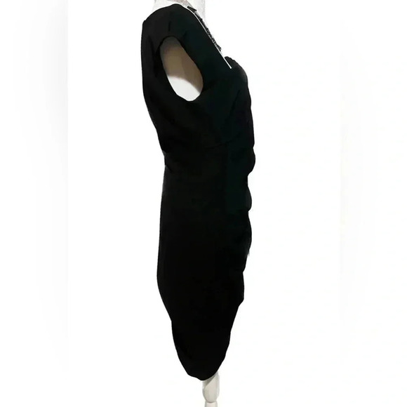 THML black cap sleeve medium side ruched square neck dress - Picture 2 of 6